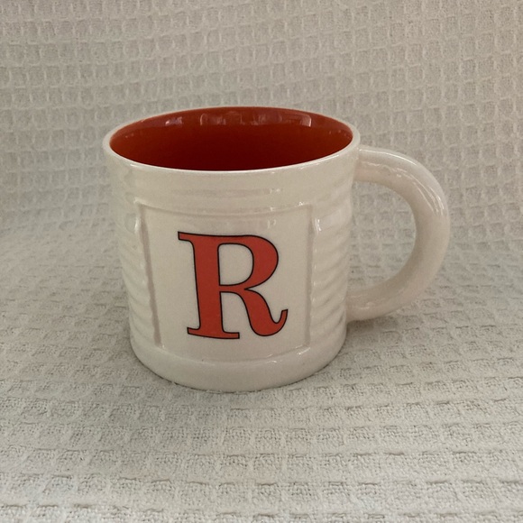 Nantucket Home Oversized Ribbed Cream & Orange “R” Mug - Picture 1 of 8